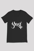 Ghost Siyah Unisex V Yaka Tişört T-Shirt
