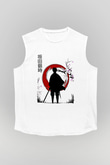 Gintama Baskılı Beyaz Unisex Kolsuz Tişört - Tshirt