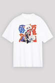 Gintama Baskılı Beyaz Unisex Oversize Tişört - Tshirt