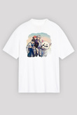 Gintama Baskılı Beyaz Unisex Oversize Tişört - Tshirt