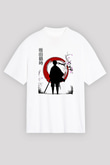 Gintama Baskılı Beyaz Unisex Oversize Tişört - Tshirt