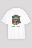 Gintama Baskılı Beyaz Unisex Oversize Tişört - Tshirt
