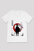 Gintama Baskılı Beyaz Unisex V Yaka Tişört - Tshirt