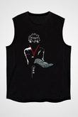 Gintama Baskılı Unisex Siyah Kolsuz Tişört - Tshirt