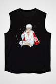 Gintama Baskılı Unisex Siyah Kolsuz Tişört - Tshirt