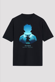 Gintama Baskılı Unisex Siyah Oversize Tişört - Tshirt