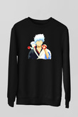Gintama Baskılı Unisex Siyah Sweatshirt