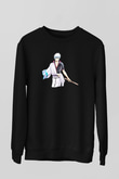 Gintama Baskılı Unisex Siyah Sweatshirt