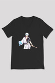 Gintama Baskılı Unisex Siyah V Yaka Tişört - Tshirt