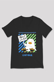 Gintama Baskılı Unisex Siyah V Yaka Tişört - Tshirt