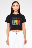 Gitarist Siyah  Crop Top Tişört
