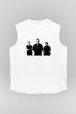 Godflesh Baskılı Unisex Beyaz Kolsuz Tişört