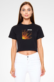 Godflesh Baskılı Unisex Siyah Crop Top Tişört