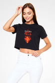 Godsmack Siyah Crop Top Tişört