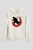 Godzilla Beyaz Unisex Hoodie