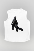 Godzilla Beyaz Unisex Kolsuz Tişört