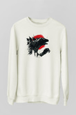 Godzilla Beyaz Unisex Sweatshirt