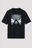 Gojira Baskılı Unisex Siyah Oversize Tişört