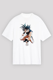Goku Baskılı Beyaz Unisex Oversize Tişört - Tshirt