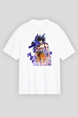 Goku Baskılı Beyaz Unisex Oversize Tişört - Tshirt