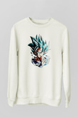 Goku Baskılı Beyaz Unisex Sweatshirt