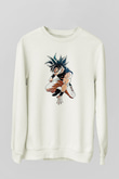 Goku Baskılı Beyaz Unisex Sweatshirt
