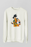 Goku Baskılı Beyaz Unisex Sweatshirt