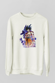 Goku Baskılı Beyaz Unisex Sweatshirt