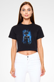 Goku Baskılı Siyah Crop Top Kadın Tişört - Tshirt