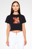 Goku Baskılı Siyah Crop Top Kadın Tişört - Tshirt