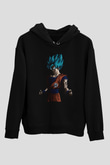 Goku Baskılı Unisex Siyah Hoodie