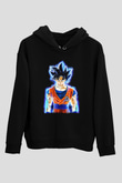 Goku Baskılı Unisex Siyah Hoodie