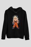 Goku Baskılı Unisex Siyah Hoodie