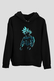 Goku Baskılı Unisex Siyah Hoodie