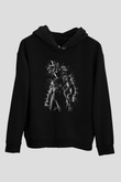 Goku Baskılı Unisex Siyah Hoodie