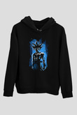 Goku Baskılı Unisex Siyah Hoodie