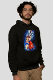 Goku Baskılı Unisex Siyah Hoodie
