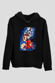 Goku Baskılı Unisex Siyah Hoodie