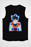 Goku Baskılı Unisex Siyah Kolsuz Tişört - Tshirt