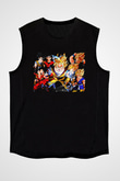 Goku Baskılı Unisex Siyah Kolsuz Tişört - Tshirt