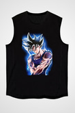 Goku Baskılı Unisex Siyah Kolsuz Tişört - Tshirt