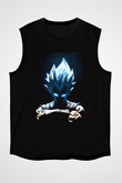 Goku Baskılı Unisex Siyah Kolsuz Tişört - Tshirt