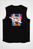 Goku Baskılı Unisex Siyah Kolsuz Tişört - Tshirt