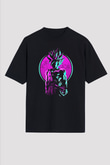Goku Baskılı Unisex Siyah Oversize Tişört - Tshirt