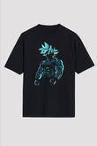 Goku Baskılı Unisex Siyah Oversize Tişört - Tshirt