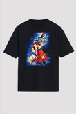 Goku Baskılı Unisex Siyah Oversize Tişört - Tshirt