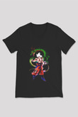 Goku Baskılı Unisex Siyah V Yaka Tişört - Tshirt