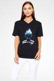 Goku Baskılı Unisex Siyah V Yaka Tişört - Tshirt