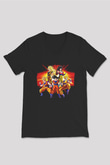 Goku Baskılı Unisex Siyah V Yaka Tişört - Tshirt