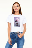 Golden Gate Bridge Beyaz  Crop Top Tişört
